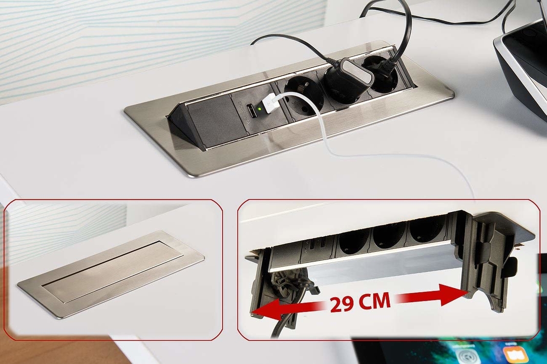 Easy Installation Desk Mounted Flip UP Sockets 4 Retractable Power Sockets